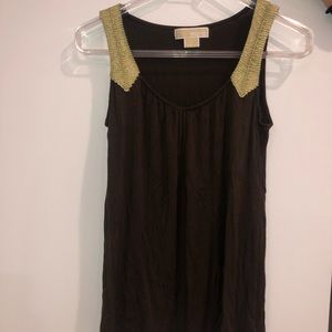 Michael Kors Brown Embellished Flowy Tank